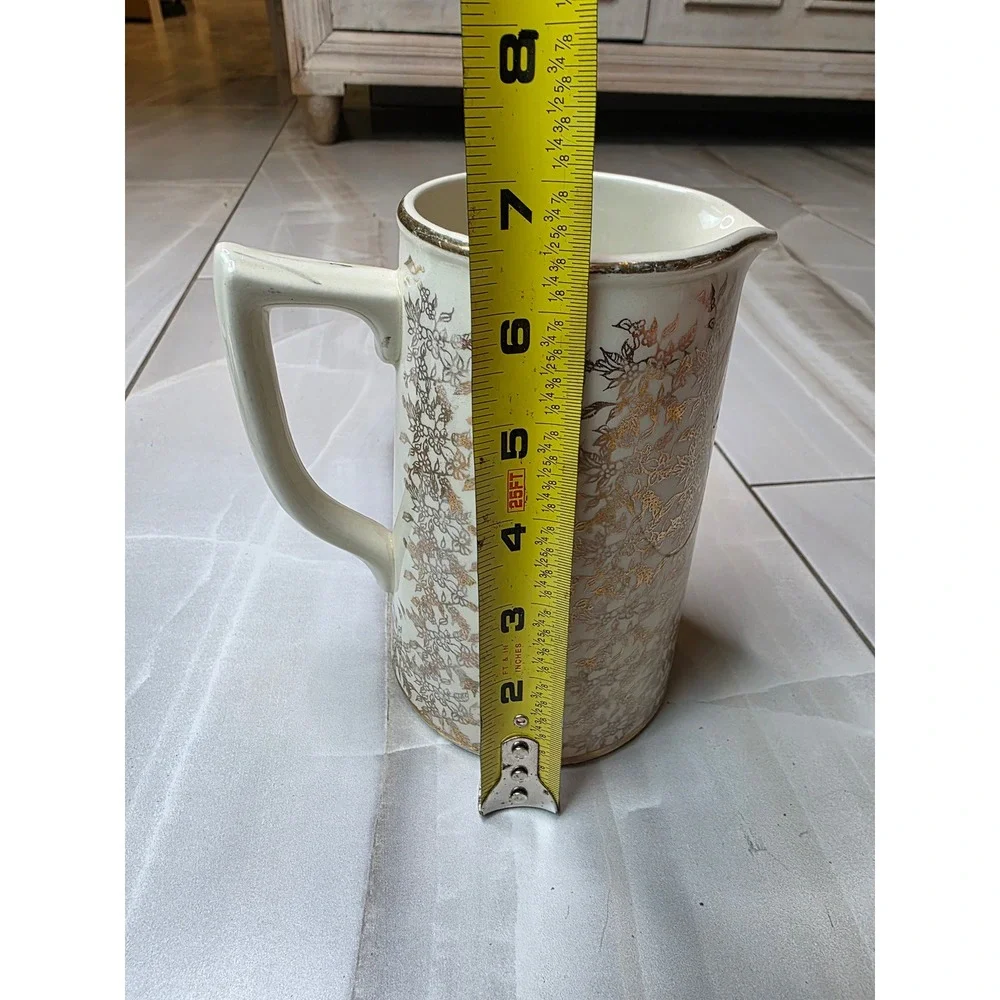 Sadler England Vintage Gold Chintz Floral Ceramic Pitcher Cream 1153‎ J 6.5